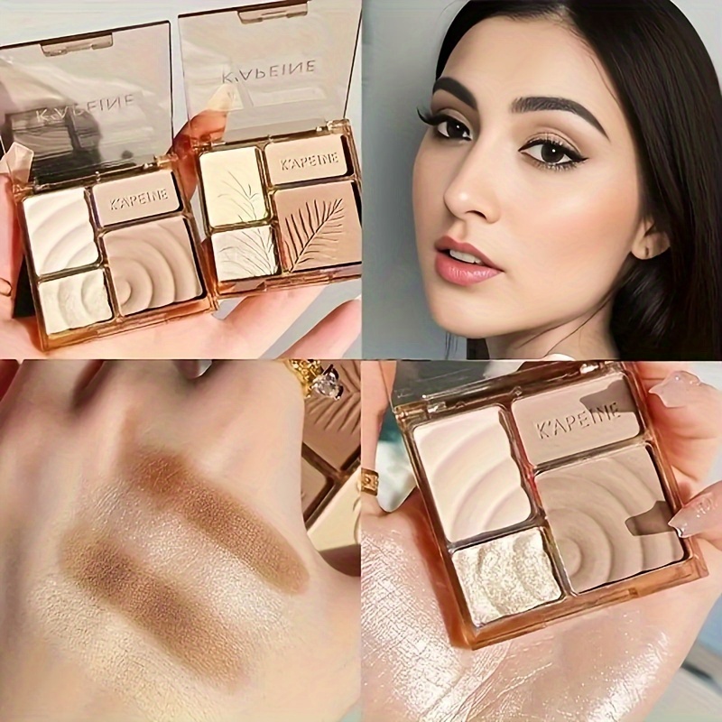 

4-color Contour & Highlighter Palette - Waterproof, Matte & Shimmer Finishes For All Skin Tones, Portable Makeup Set