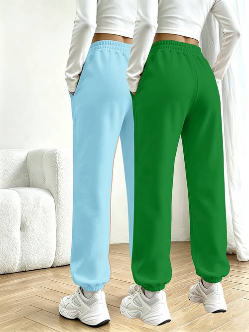 dam höst vinter nya mode casual elegant byxor set, världens med fredssymbol vertikalt bokstavsmönster, elegant dam -cinching sweatpants