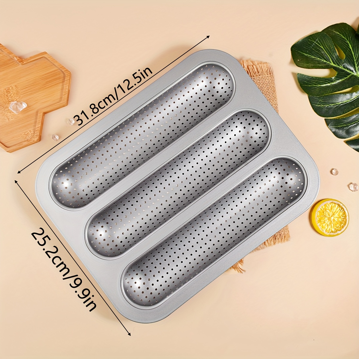 Image of -slot Baguette Cake Hot Dog Mold, Wavy Baguette Pan For Home Use, , Easy To Clean, Air Hole Design, Durable And Long-lasting, To Prevent Cuts, Suitable For , Bread, Pastries, And Cakes