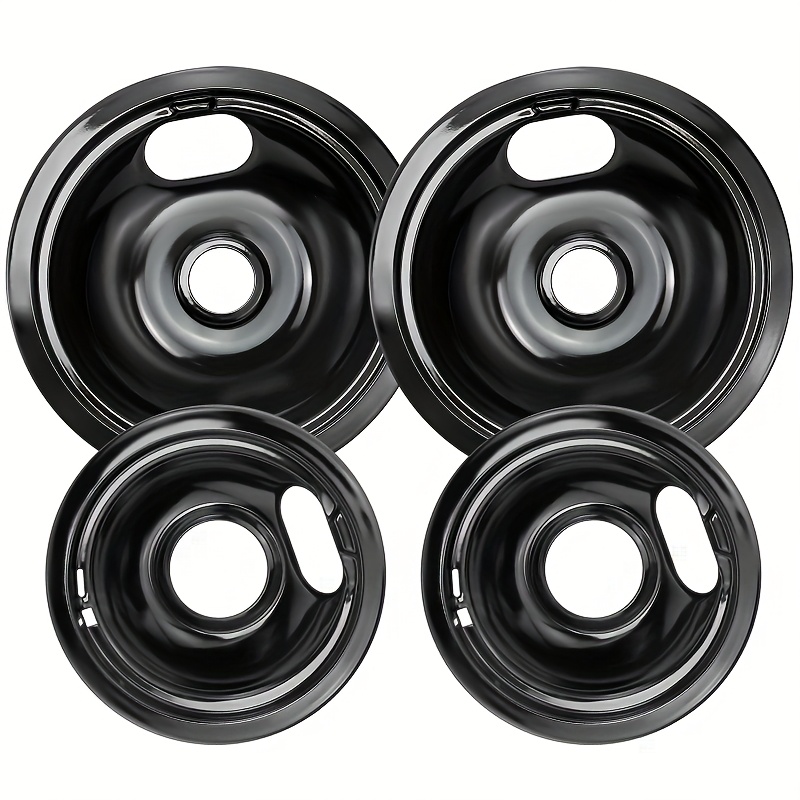 TEMU W10290350 And W10290353 Compatible 4pcs Porcelain Drip Pan Set, Fits 6" And 8", Easy To Clean (configurable: 2 Large And 2 Small/ 1 Large And 3