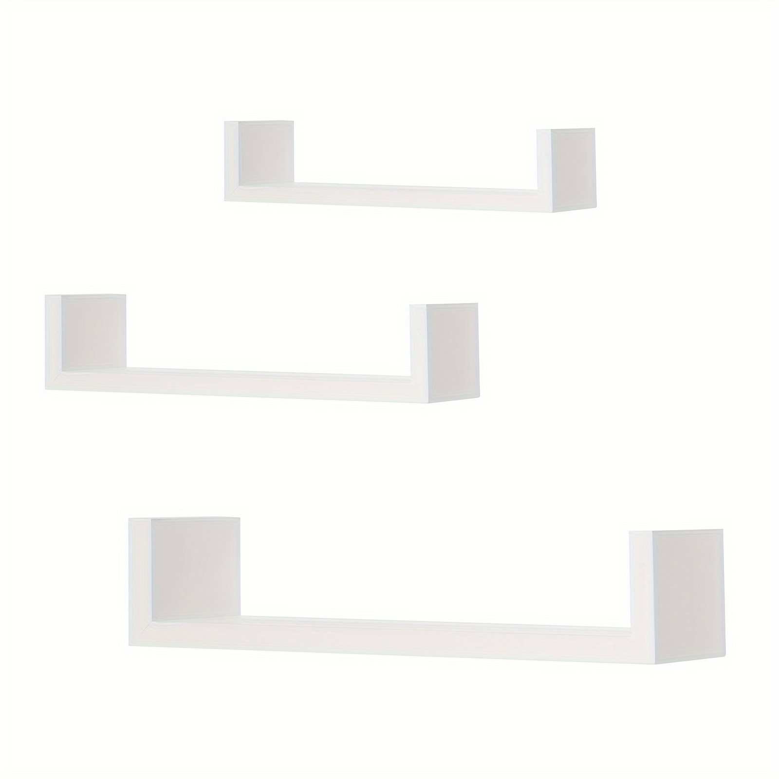 3pcs Wall Rack Cd Dvd Rack Bookshelf Wall Panel 3-piece Set Retro Hanging Rack U-shaped White