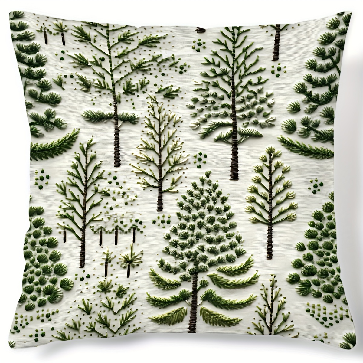 

1pc Contemporary Style Christmas Tree Digital Print Throw Pillow Cover, Hand Washable, Zipper Closure, Woven Polyester, 17.7" X 17.7", Perfect For Various Room Types Decor