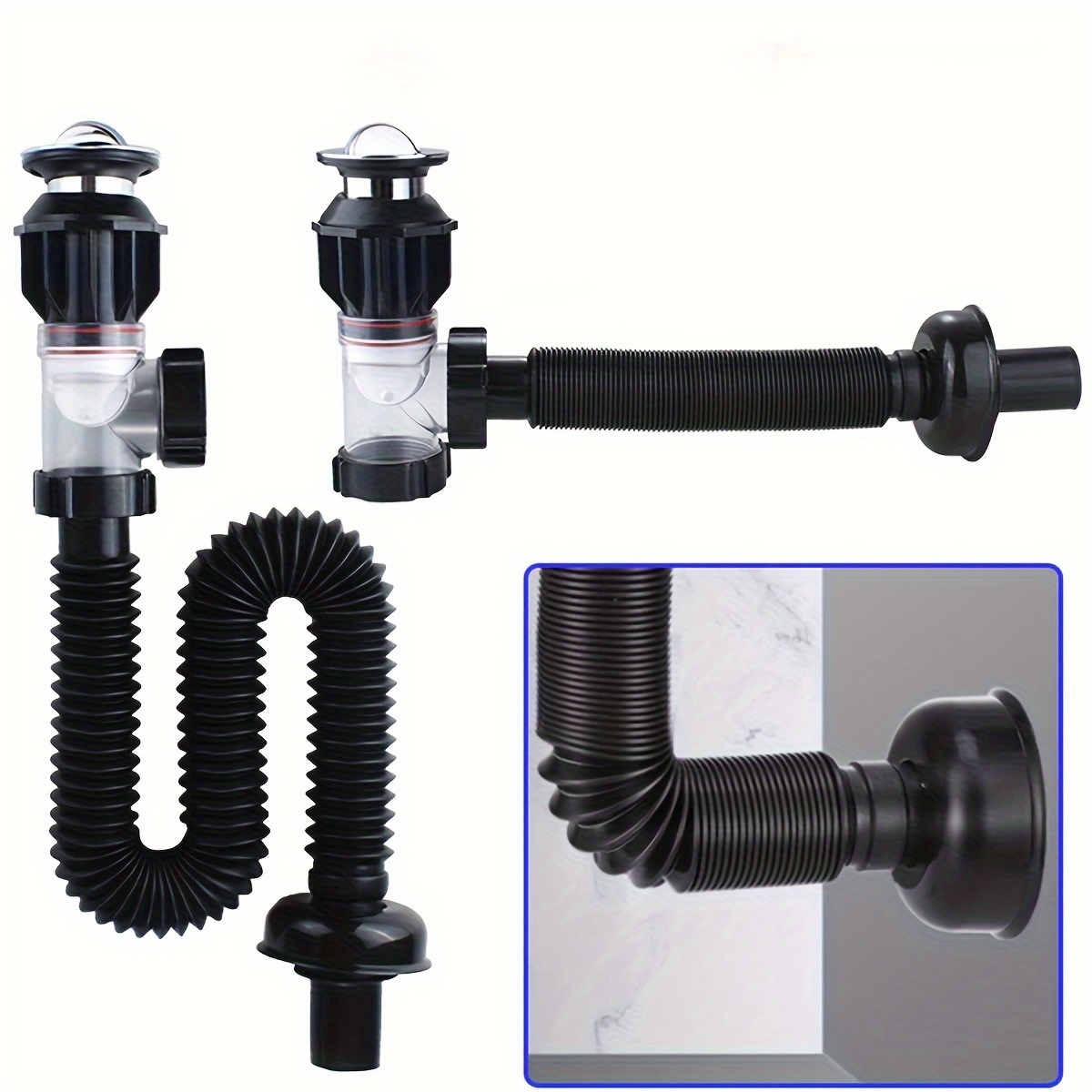 Drainage Pipe Flexible Universal Kitchen Sink Drain Pipe Kit - Temu