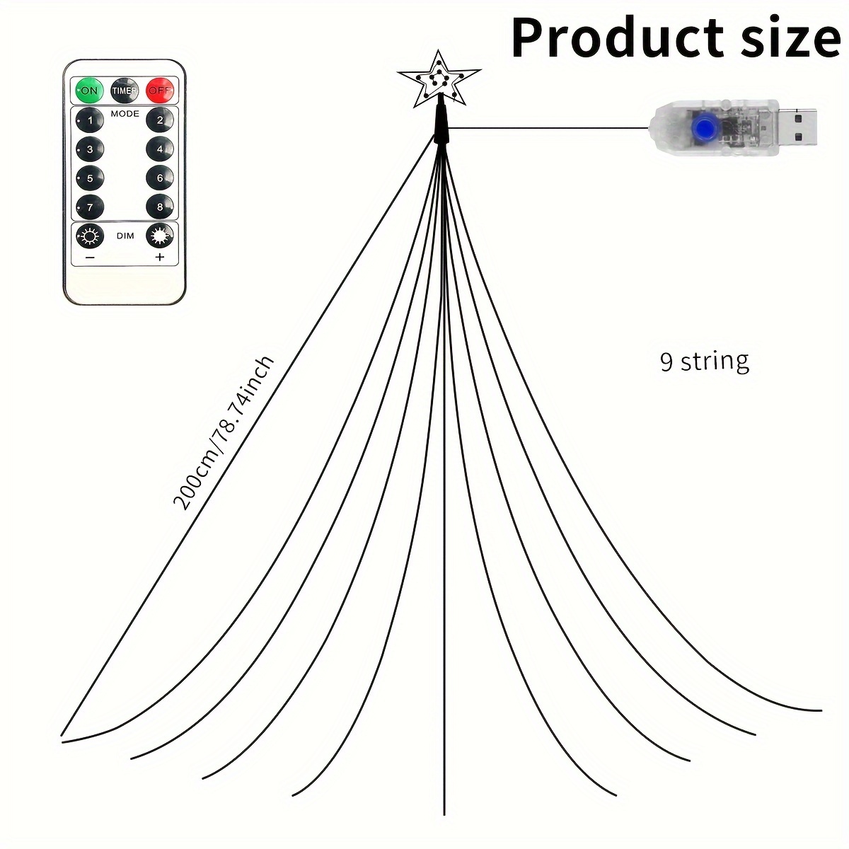 Outdoor Christmas Decorations Star String Light Usb Power 8 - Temu