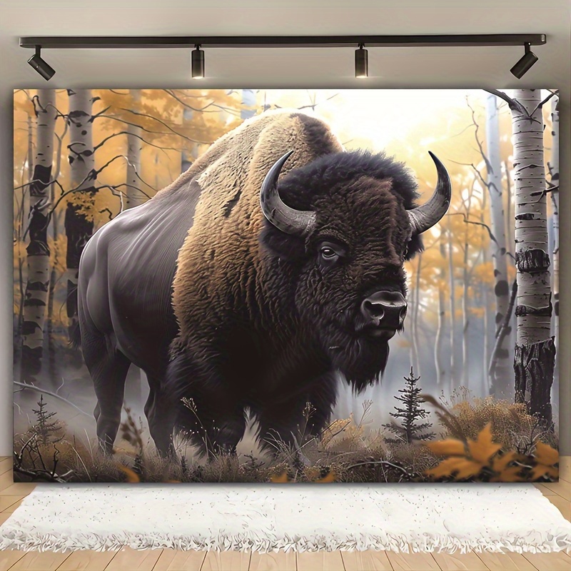 

Bohemian & Mountain Cattle Photo Backdrop - Single-sided Print, Polyester, Living Room & Outdoor Decor, No Power Needed (39x59" / 70.8x90.5")