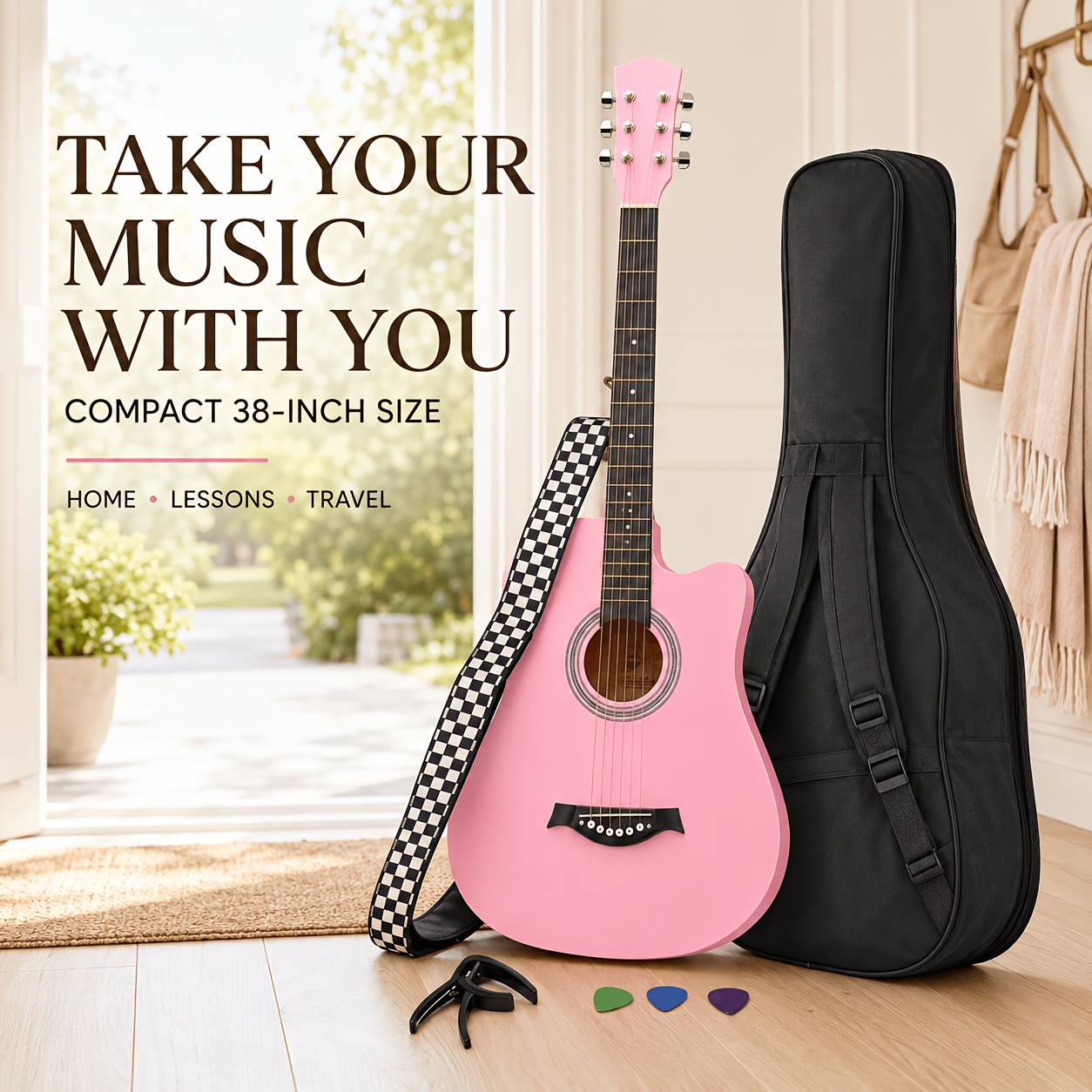38 Inch Entry-Friendly Cutaway Acoustic Guitar for Beginners, Well... product image 8