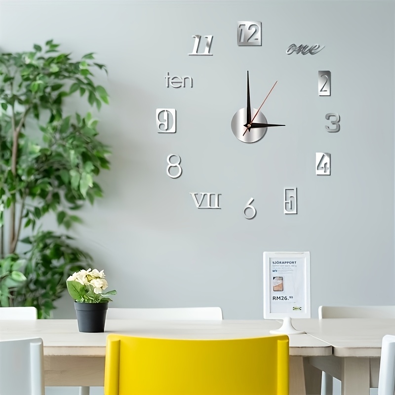 Creative Acrylic Luminous Wall Clock Nordic Easy Living Room Bedroom Silent Clock Mirror Wall Sticker Decoration