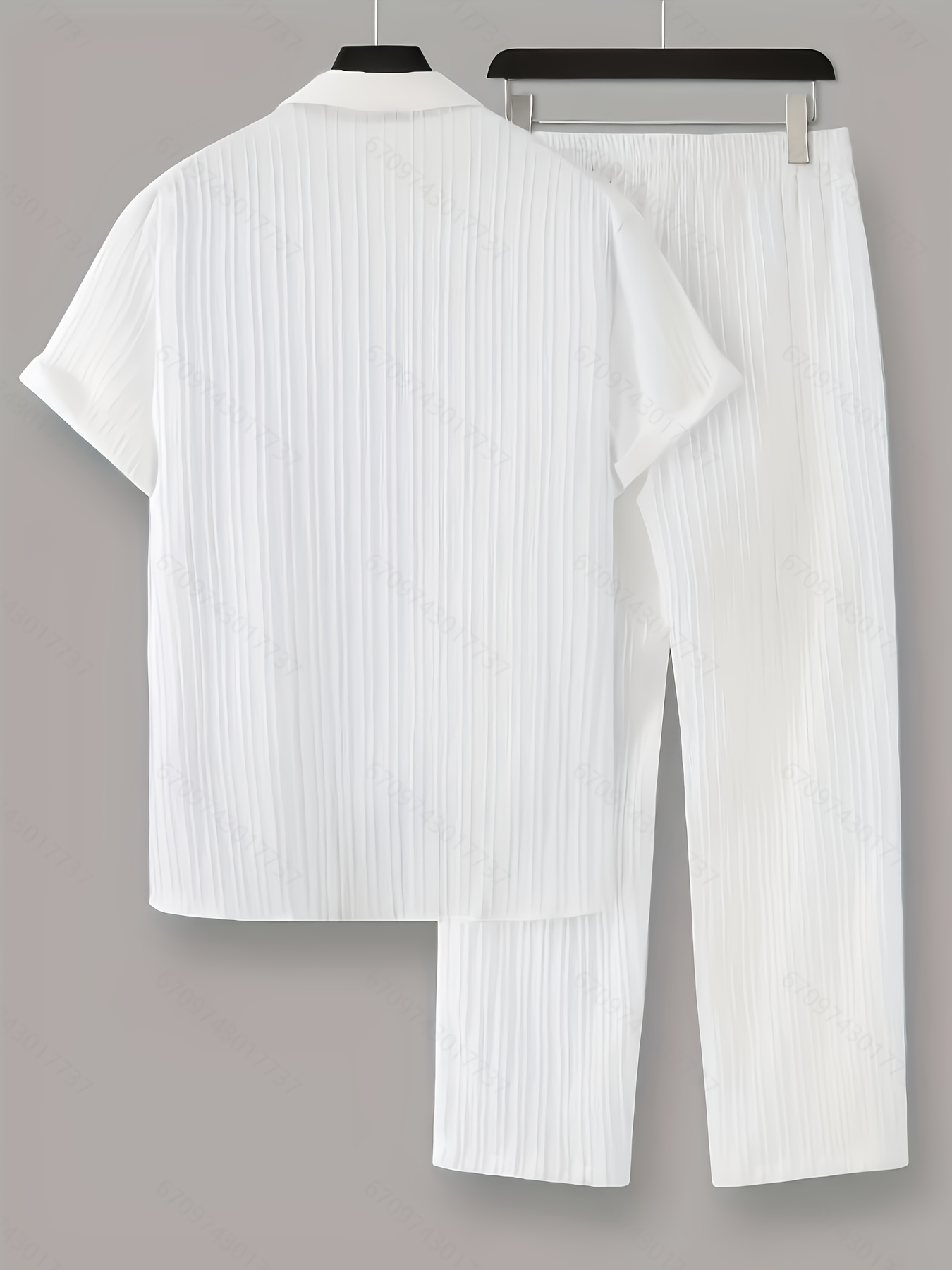 frühlings-sommer herren kurzarm cardigan kragen hemd   freizeit oberbekleidung set herrenmode gestreifter stil