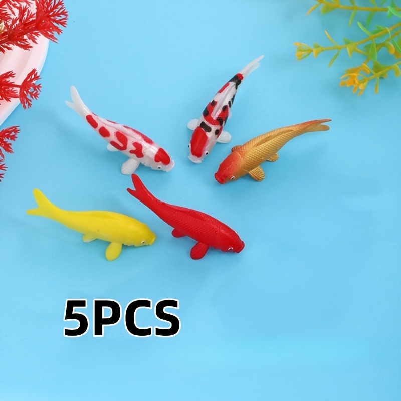 TEMU Ultra-realistic Koi Fish Decorations Suitable For Aquariums & - Resin Maintenance-free Artificial Fish With Random Mixed Colors, Fade-resistant