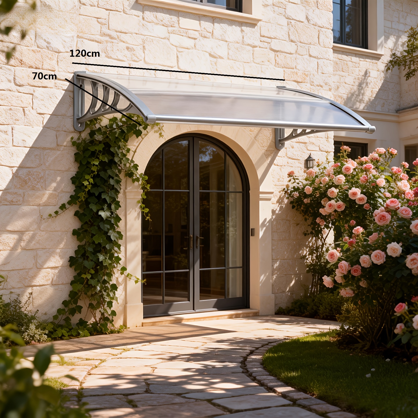 TEMU 120*70cm Shade Canopy, Porch Shade Awning, Outdoor Shade Canopy, Window Awning, Front Door Shade Canopy, Outdoor Window And Porch Coverings,