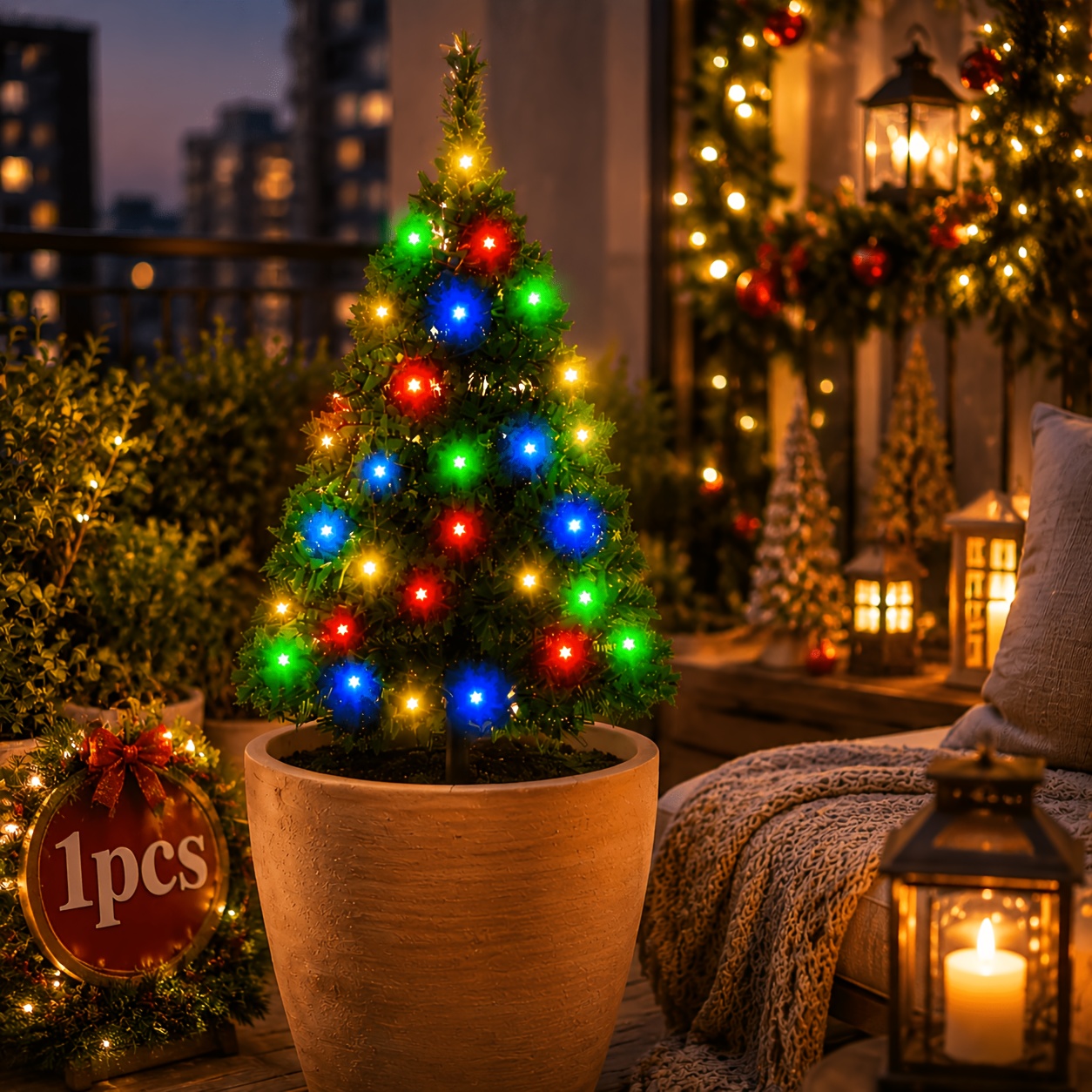 TEMU 1 Set - Solar-powered Realistic Christmas Tree - Outdoor Realistic Greenery - Waterproof Ip65 - Outdoor Courtyard Christmas Decoration - Very