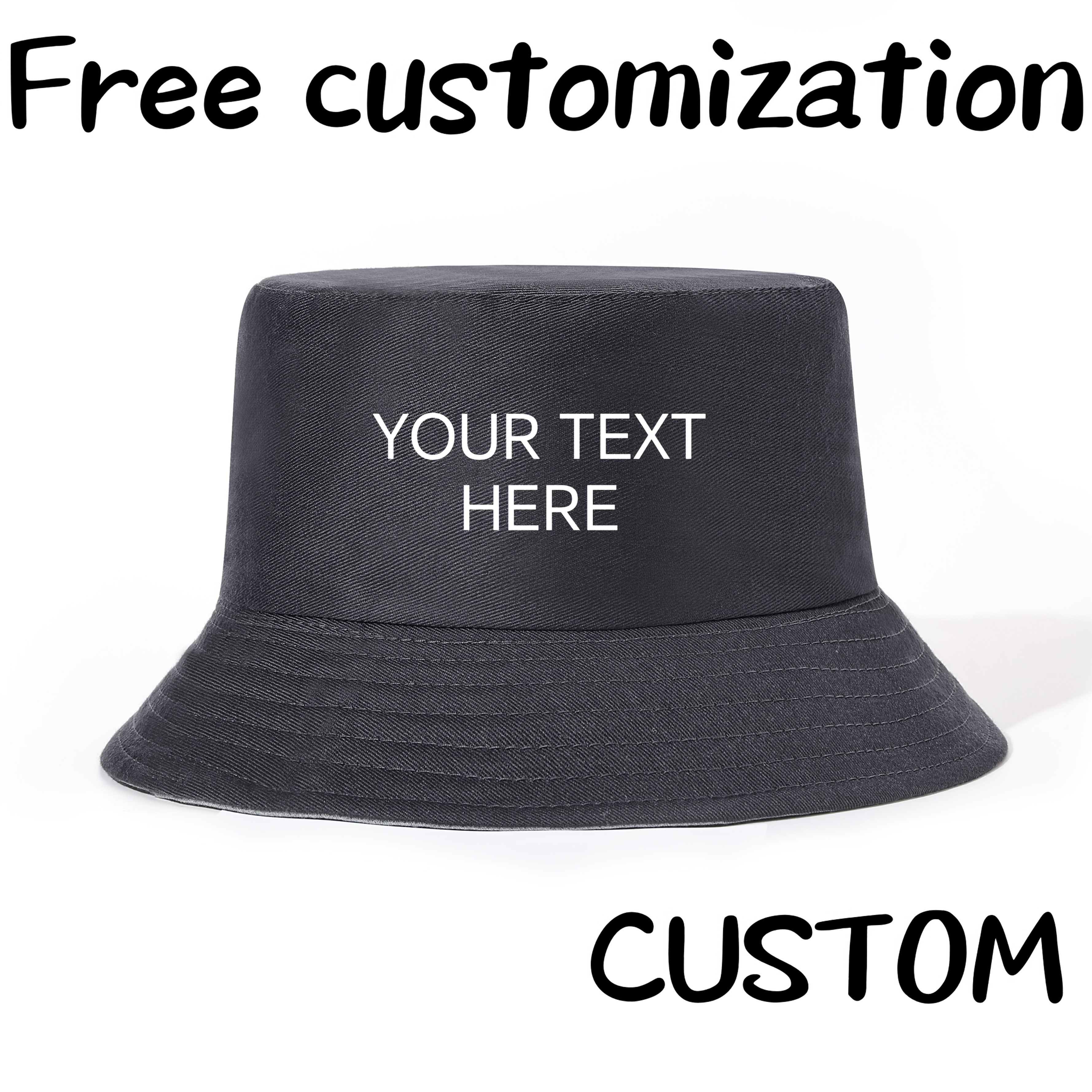 TEMU Custom Photo And Text Bucket Hat - Personalize Your Style, Lightweight Polyester Fiber, Women's Stretch Fit | For Outdoor Activities