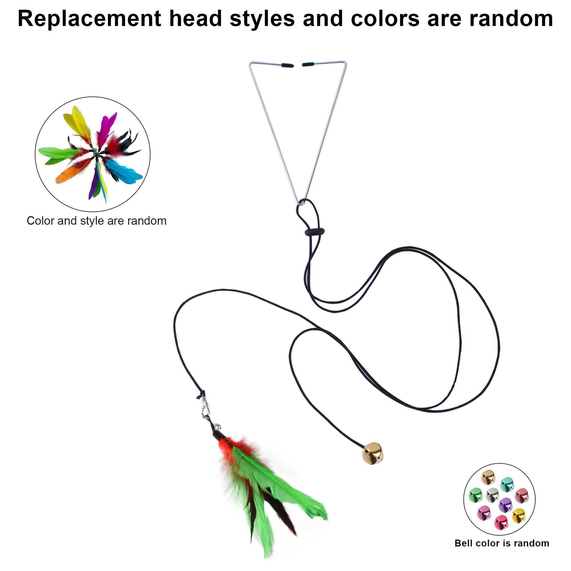 TEMU Cat Toy Hanging Teaser Stick Pet Toy Ribbon Simulation Mouse Sound Replacement Head Suitable For Cats Chasing, Jumping, Release, Hunting