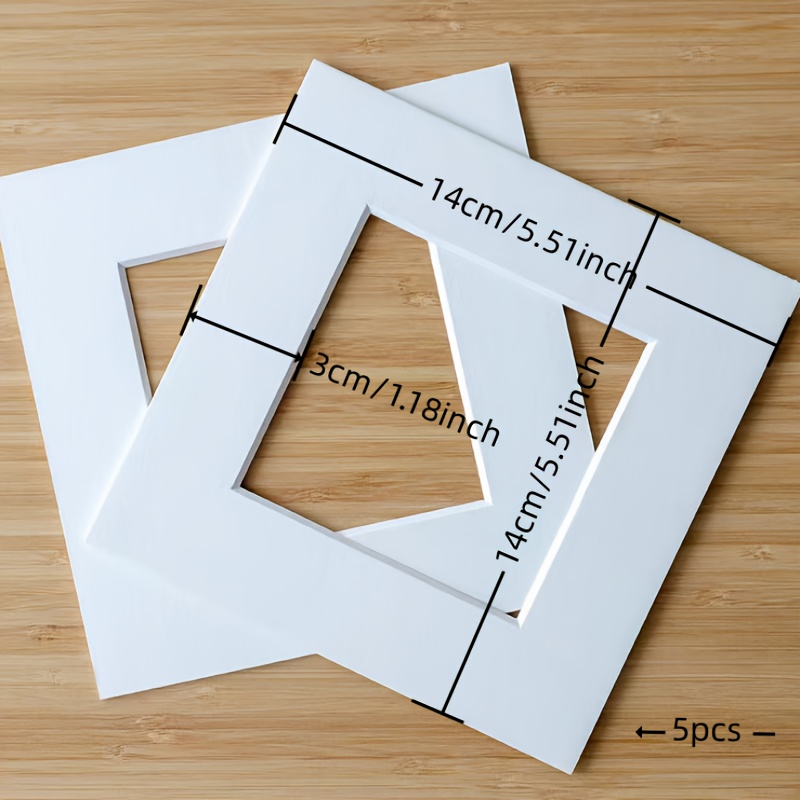 Image of 5pcs Vintage Beige Square Photo Frames, 14mm - Decorative Cardstock Display For Artwork & Home Decor