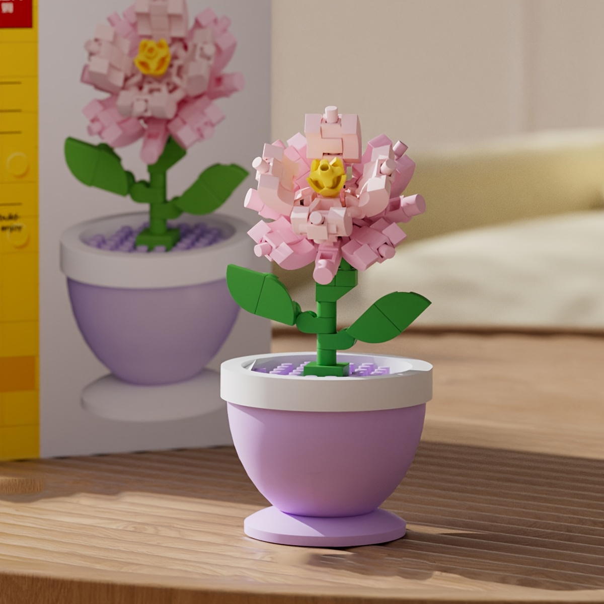 TEMU de juguete en miniatura de flor en de bloques de construcción de pequeñas, para y entrelazar, adorno DIY, decoración de escritorio, regalo