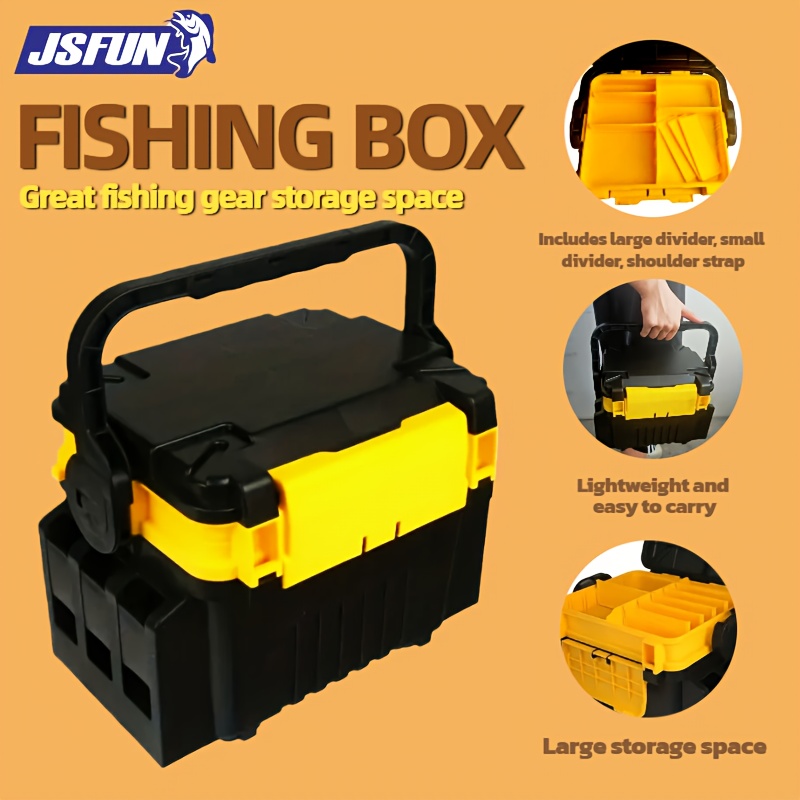 container for fishing plug lures shoulder strap lightweight yellow small sized lure fishing tackle