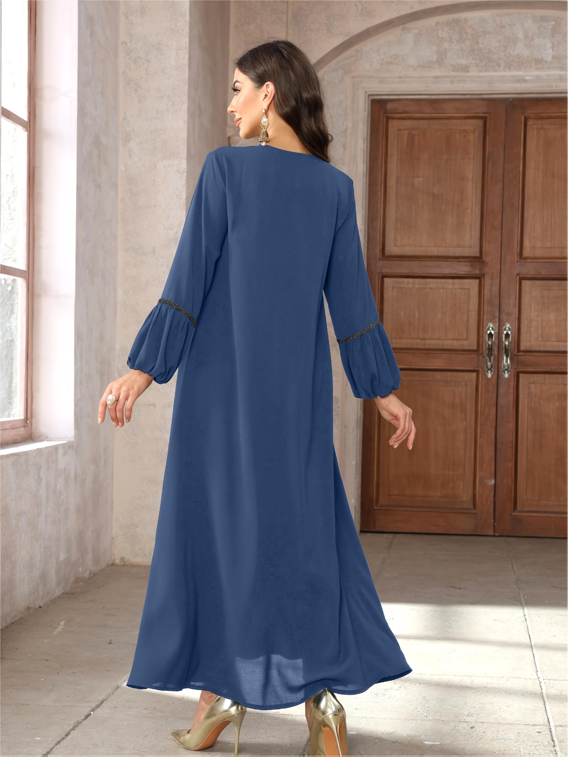 Elegant Solid Color Zipper Long Robe Ramadan 6330-A, Light Blue,  Polyester, Long Sleeve with Pockets for Women Spring/Summer, Spring  Fashion