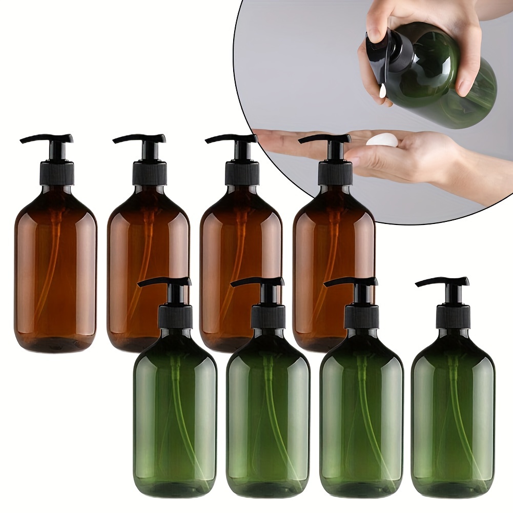 

4pcs 16.91oz Bathroom Soap Dispensers Green/amber Shampoo Lotion Container Press Pump Refillable Bottle For Bath Soap Gel And Cosmetics