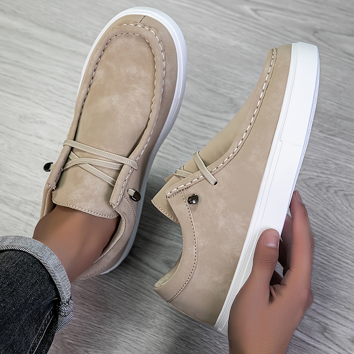 TEMU Mocassins pour hommes, chaussures basses pour hommes, bout rond, couleur unie, chaussures décontractées et paresseuses toutes