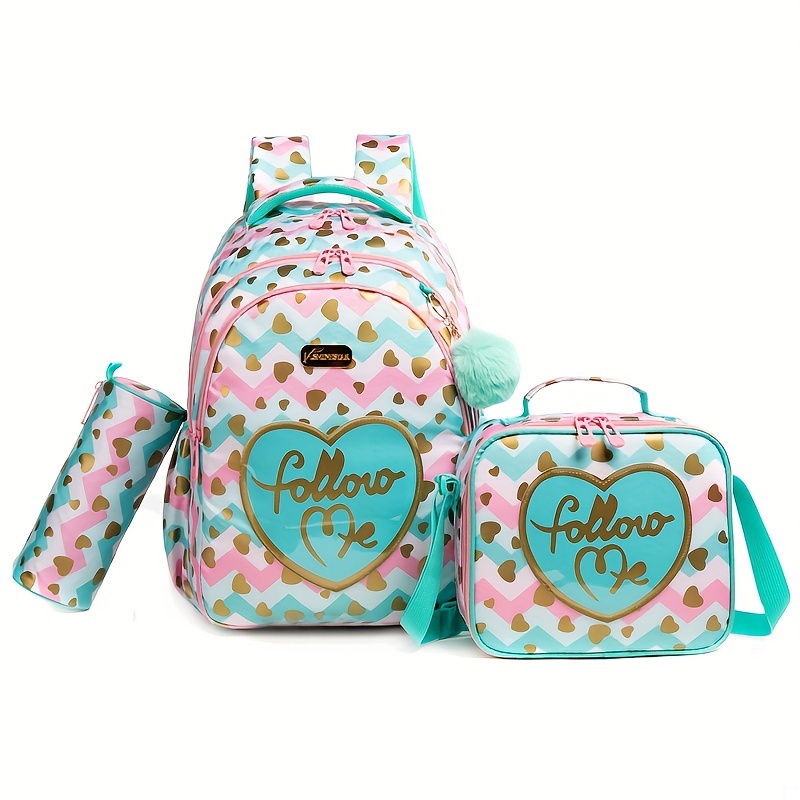 

Backpack Set For Women, 3-piece Set, Backpack With Insulated Lunch Bag, Pencil Case, And Adjustable Straps