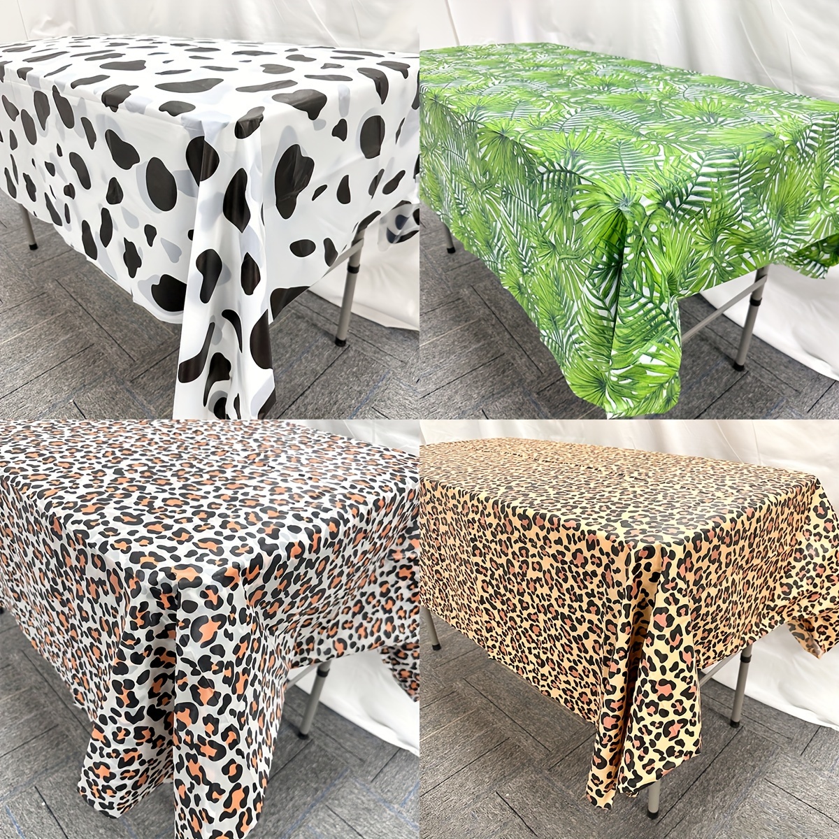 

nature's Banquet" Jungle Tablecloth - Leopard, Cow & Deer Prints, 54"x108", Easy Clean