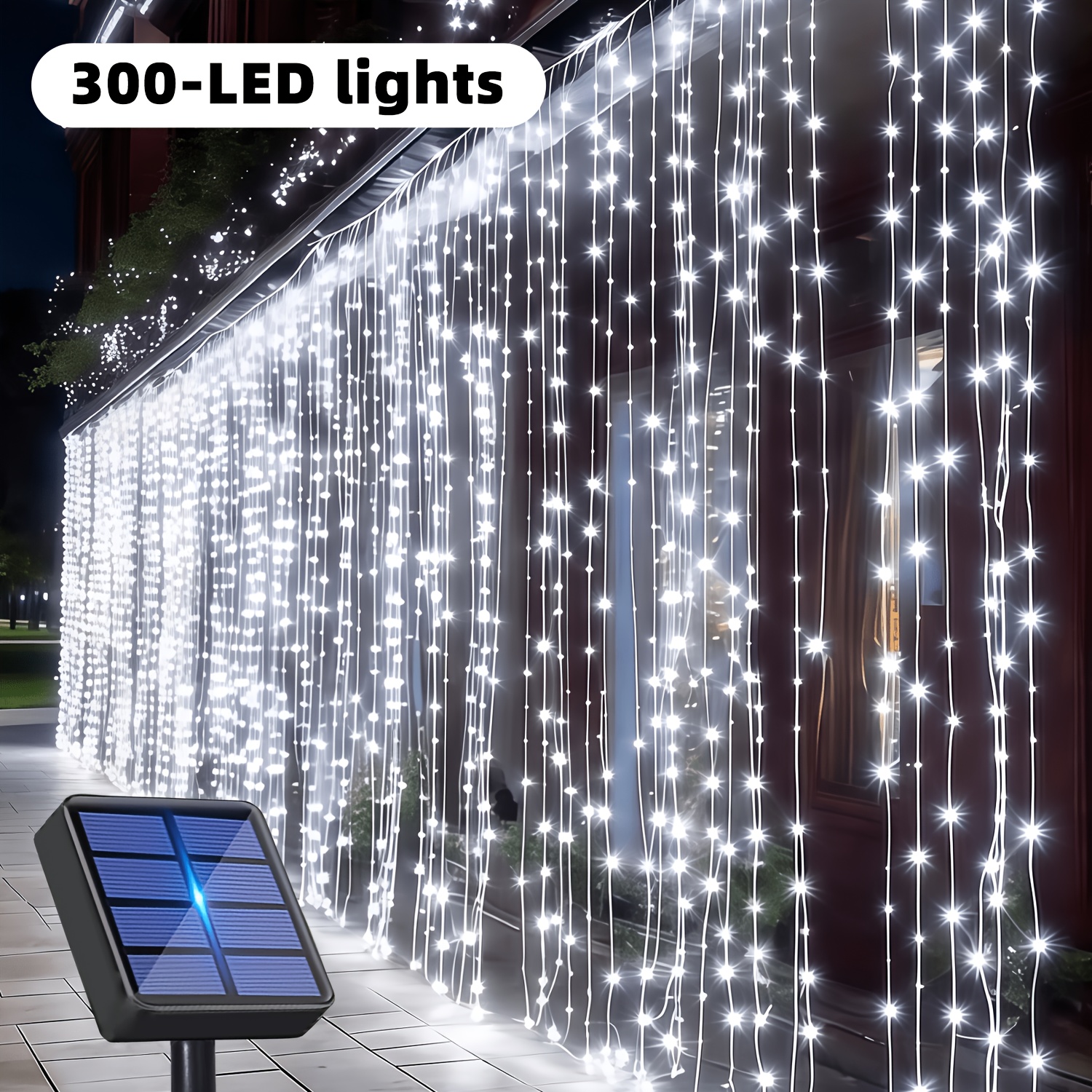Image of Solar Fairy Outdoor Light Strip, × 2/ High Brightness Curtain Light, 12 Flashing Garden Fairy Tale Decorative Light, Suitable For Home, Courtyard, Wedding, Party, Terrace, Birthday, Holiday