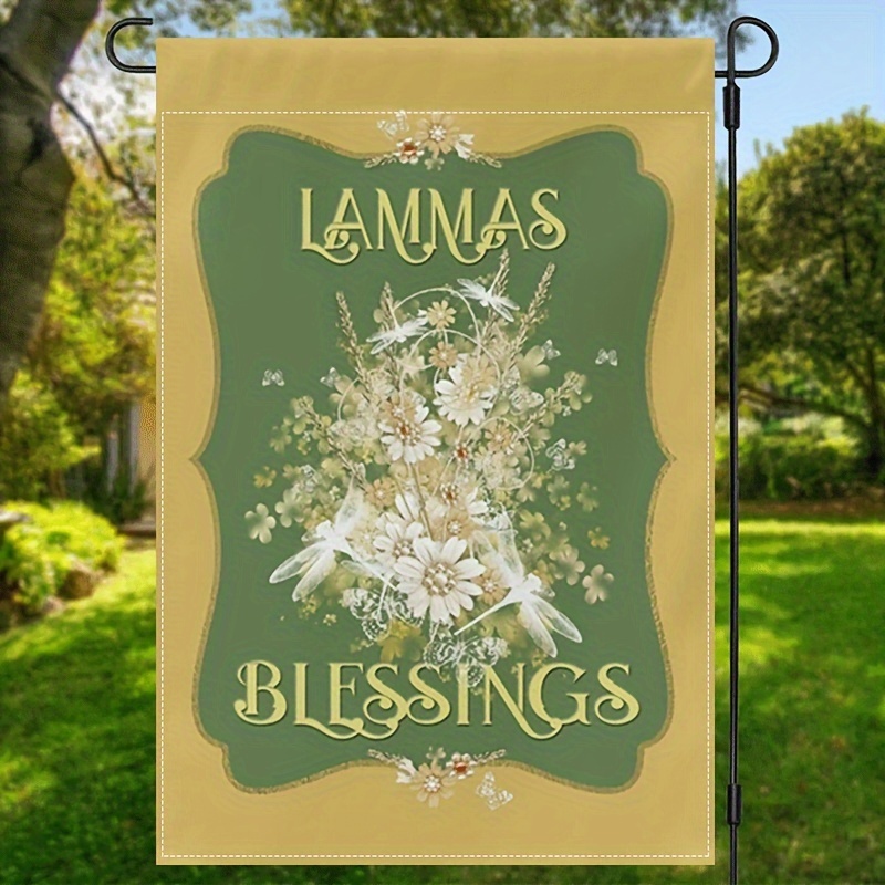 

1pc, Lammas Lughnasadh Garden Flag, Wicca Pagan Altar Decor, Vertical Burlap Lawn Flag, Double Sided Waterproof Banner 12x18inch, Lawn Decor, Patio Decor