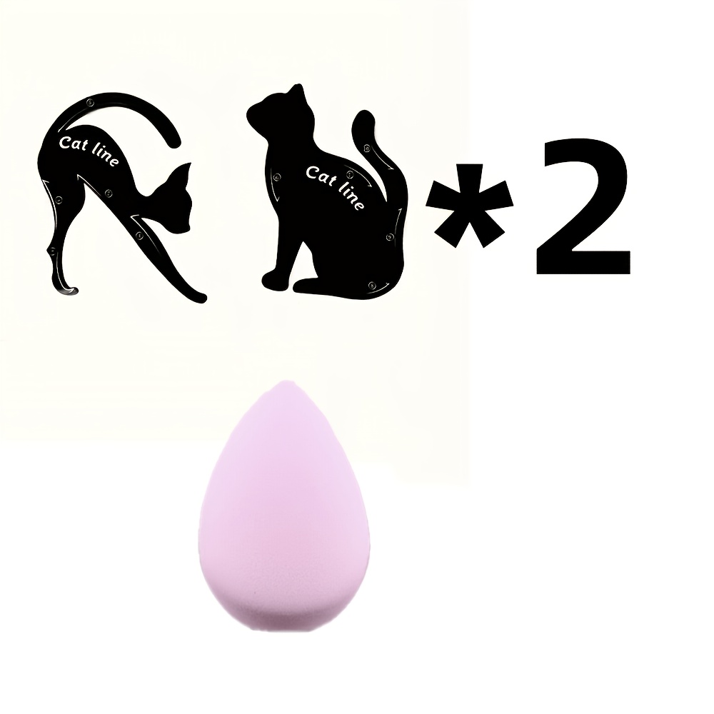 TEMU 4 plantillas de delineador de ojos con forma de gato, 4 piezas, calcomanías reutilizables para maquillaje de ojos, guía de dibujo de de ojos