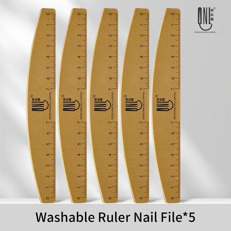 Image of 5pcs Set, Washable And Wear-resistant Sanding Block With Scale, Durable Shaping Sponge File, Nail Sanding Strip, 100/180 Grit Double-sided Sanding Block, Nail Art Tools
