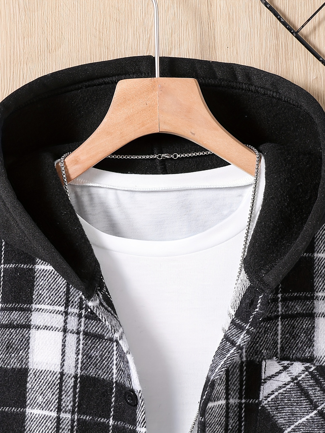 boys hooded shirt black white casual button long Temu Mauritius