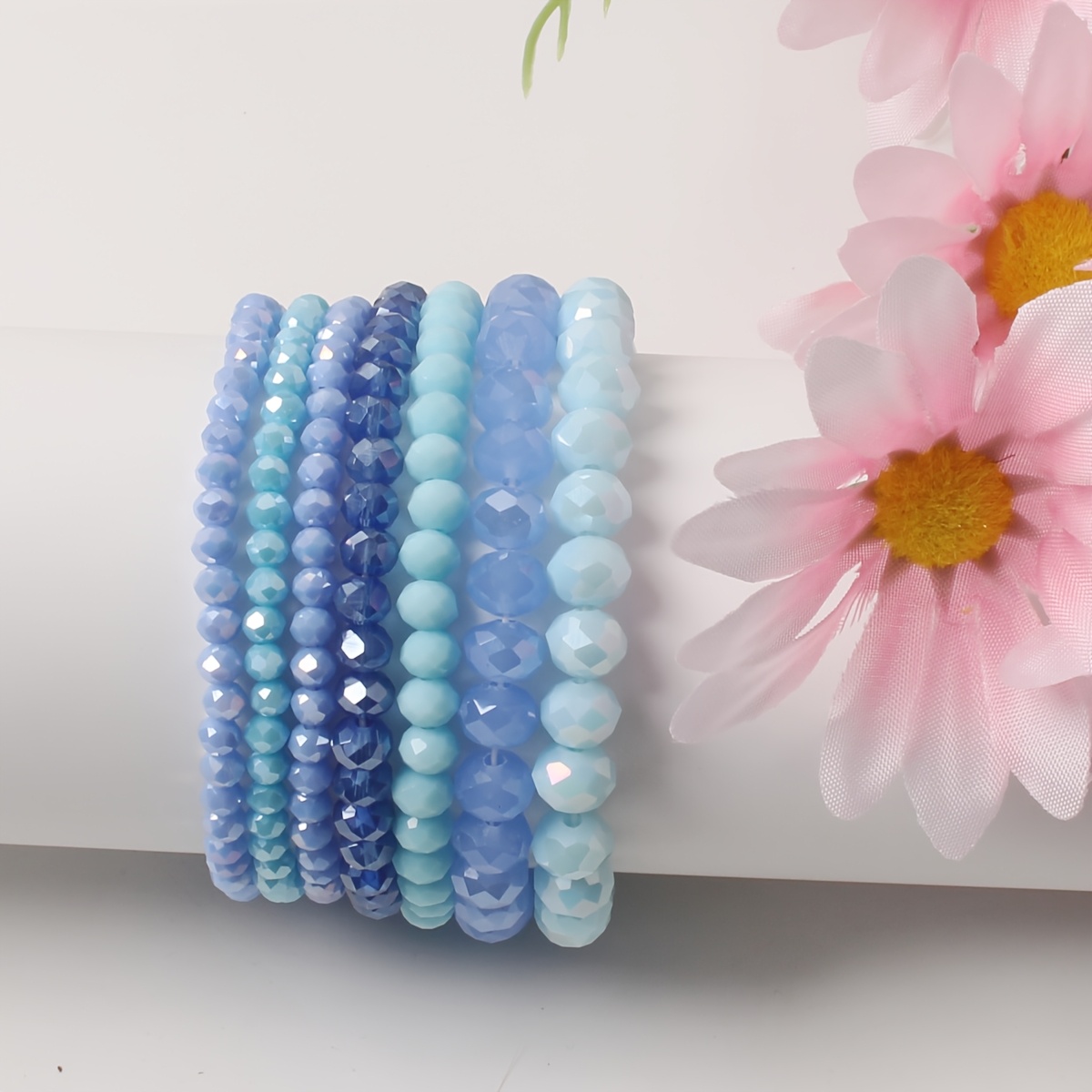 Image of 7pcs Soft- Beaded Bracelet Set, Bohemian Style Stackable Women's Jewelry, Exquisite Gift For Daily Wear, Vacation, And Gifting