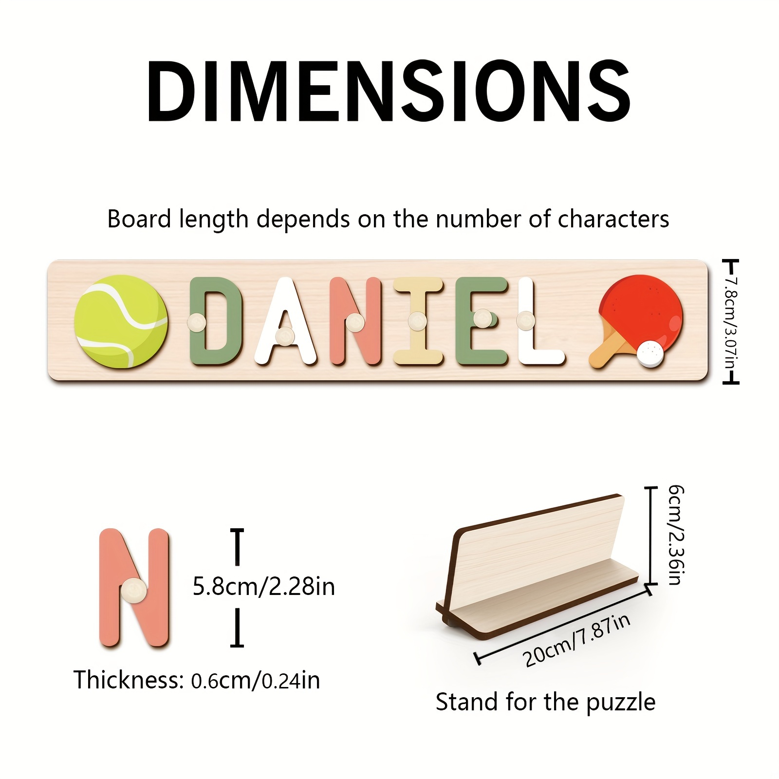 Custom Personalized Name Puzzles, Khaki Color, Early Education Toy