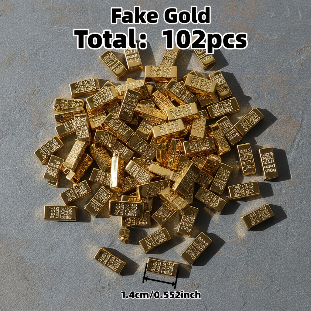 TEMU 2d Flat, 102pcs Golden Golden Tabletop Ornaments Suitable For Glass Display Cases, Luxurious Shiny Acrylic / Decor With Dropper For New Year,