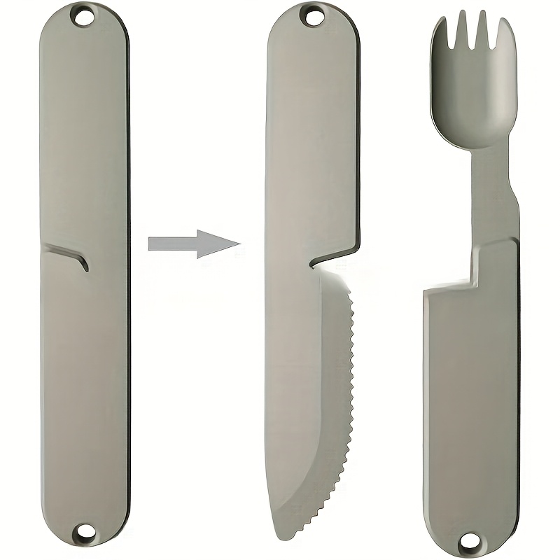 1pc   camping bbq all in one western food spoon and fork set 2 in 1 camping cutlery set reusable camping cutlery set portable cutlery backpack gear compact cutlery travel cutlery suitable for lunch hikes outdoor survival Product details 4