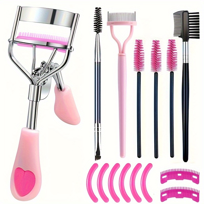 TEMU 15 Eyelash & Brow Care Set, 1 Eyelash Curler With Comb, 1 Mascara Separator, 3 Mascara Brushes, 1beveled Brow Brush, 1 Brow Comb, 2 Replacement