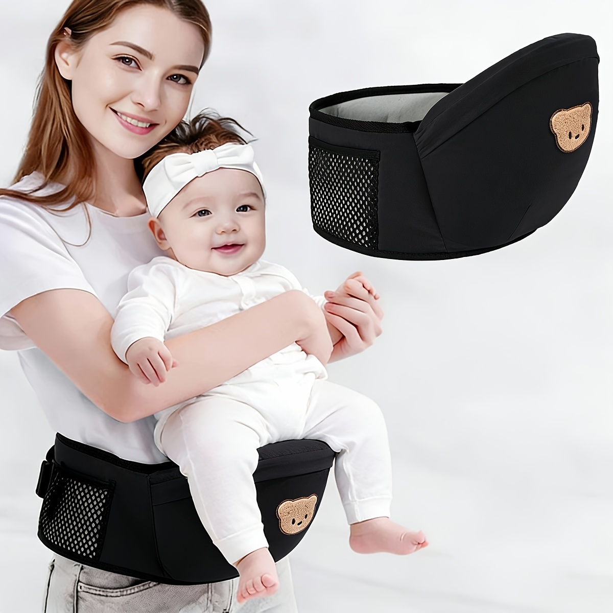 TEMU 1pc Seat, Reclined Seat With Support And Storage Bag - Comfortable Seating, Adjustable And Portable For Baby Travel, Essential For New Parents'