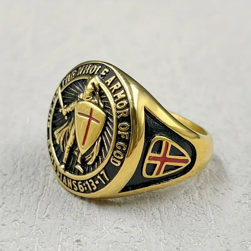 Men's Knight Cross Templar Ring Punk Stainless Steel Jewelry - Temu Canada
