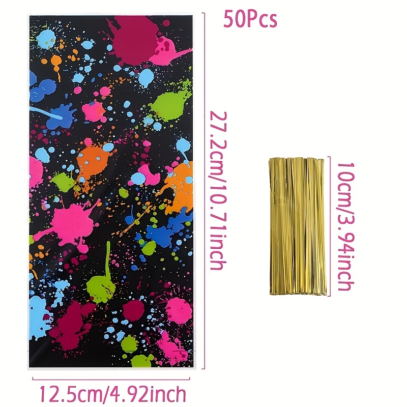 TEMU 25/50 pezzi, Sacchetto regalo graffiti , Sacchetti di plastica a tema fluorescente per feste, Decorazioni per feste di compleanno, Forniture per
