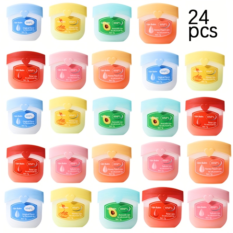 Image of Set Of 24 Fruit-flavored Lip Balms - Moisturizing, Suitable For Types, Perfect For Lip Care In Autumn And Winter, Keeping Lips Plump And