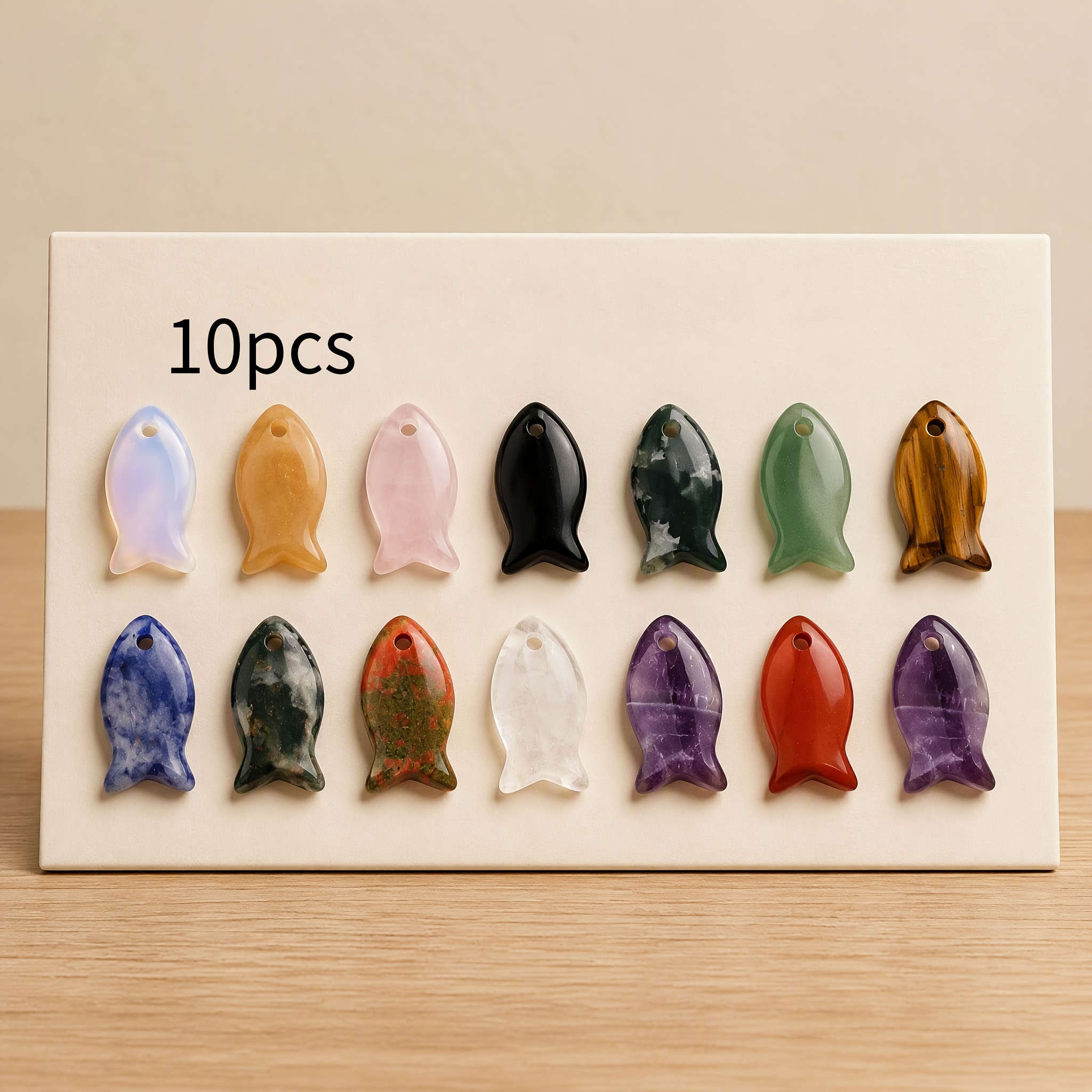 3/5/10pcs Natural Stone Bulk Fish-Shaped Crystals for DIY Jewelry