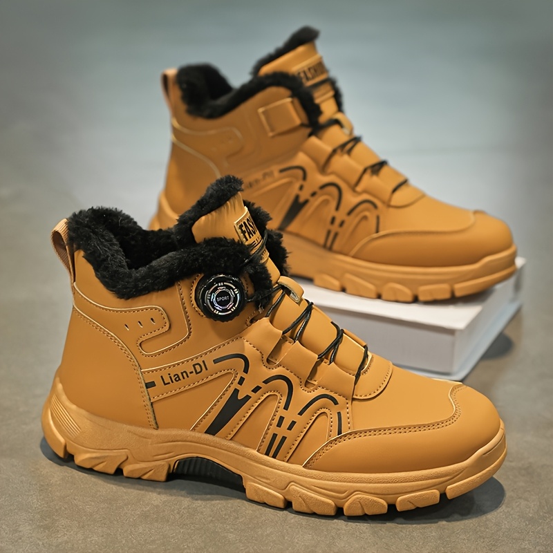 Image of Men's Boots, Casual Hiking Boots, Fleece-lined Warm Mid-calf Men's Shoes, Suitable For Winter , Hiking, Mountaineering, Travel 55017