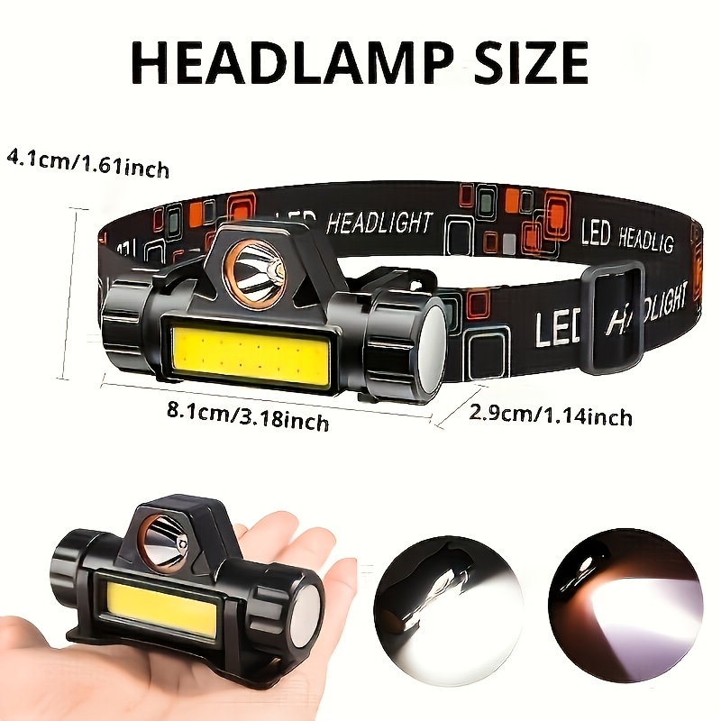 2pcs Ultra-Bright LED Headlamp, Dual-Mode Rechargeable
