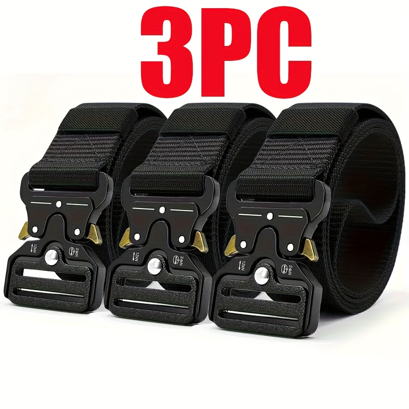 3pcs Men's Tactical Belt - Nylon -release , Reversible Suitable For Outdoor,, Gym, Gear, Relaxed Fit, Quick-release System & Embossing For Tactical Vests, Pants