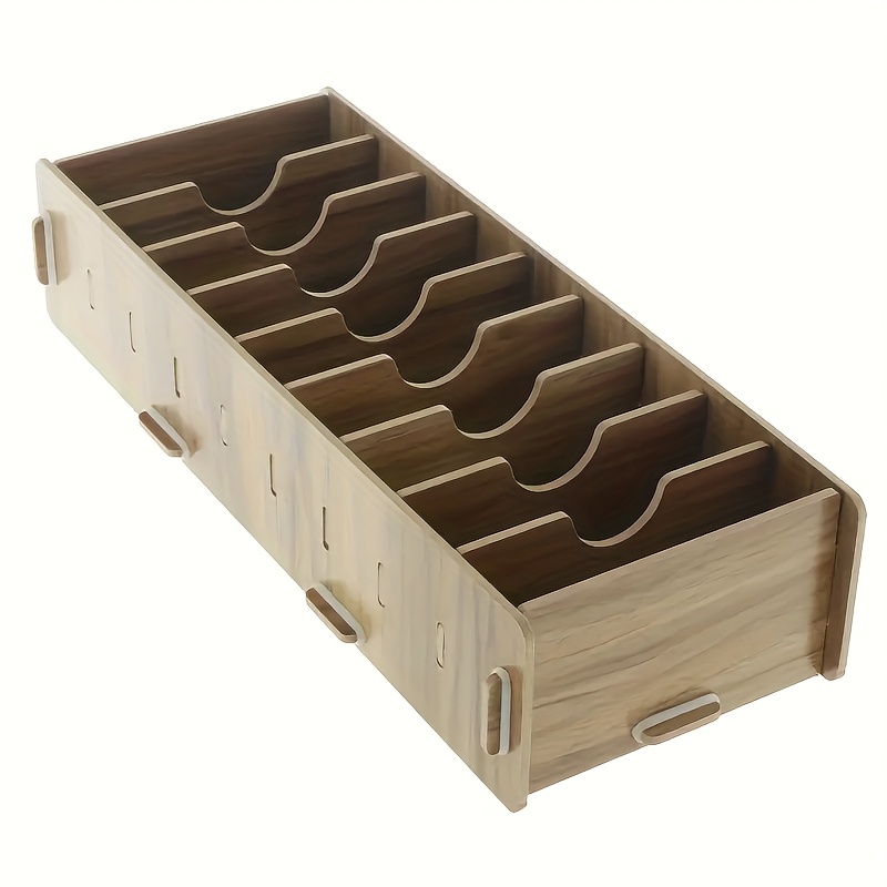 Image of 1pc 9-compartment Wooden Mobile Phone Management Storage Box Card Document Storage And School Supplies Desktop Storage Box Walnut Decoration, Desk & Drawer Organizer For Home Storage