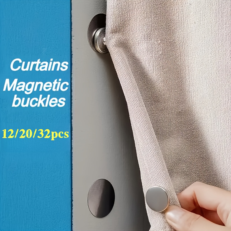 

12/20/32pcs Modern Metal Magnetic Hooks - Easy-install, Wall Mount Magnets For Shower Curtains, Seam Closures, Wall & Door Stickers, With Hold