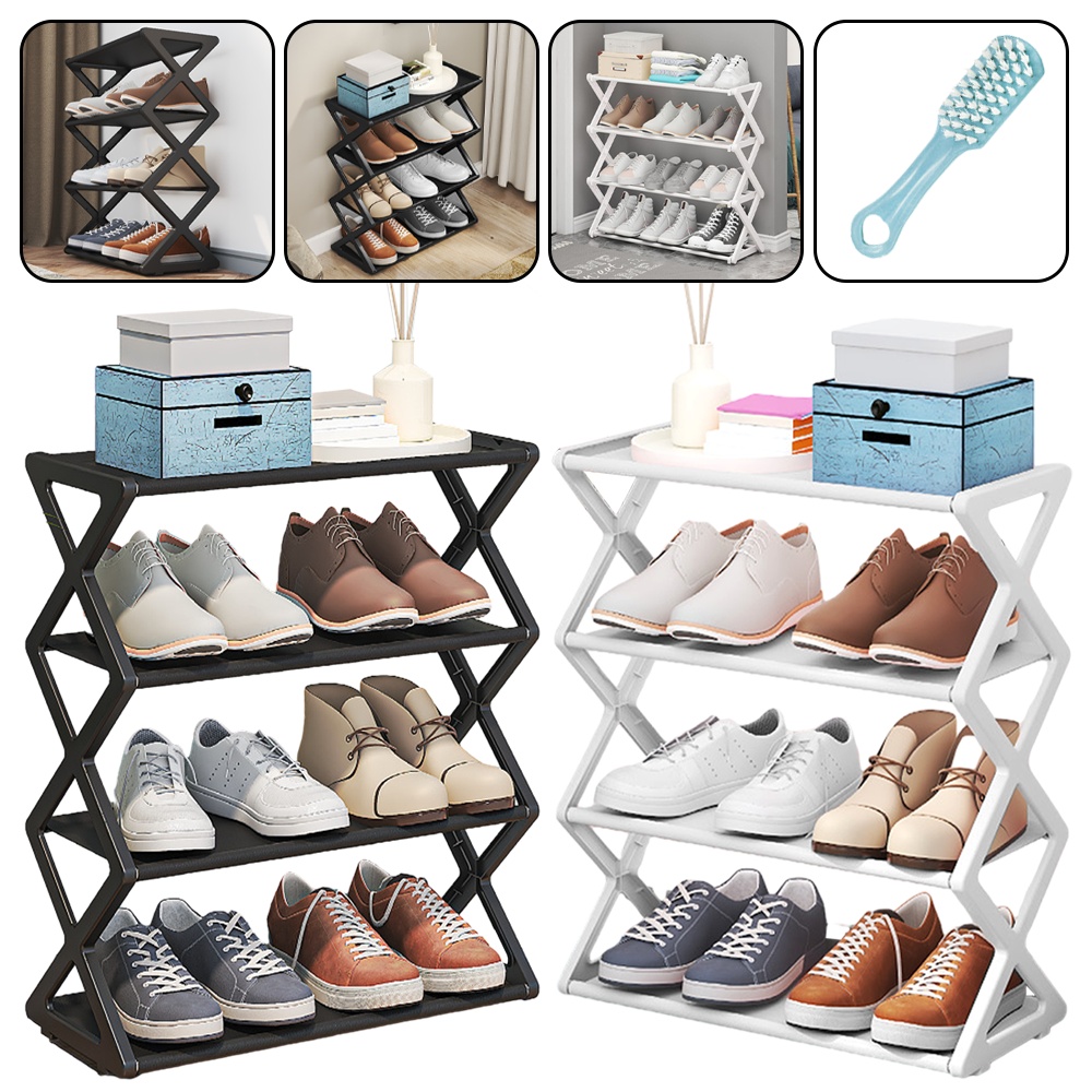 4 layer stackable and foldable shoe   shaped   saving shoe cabinet no   durable structure   storage in entrance     bedrooms and dormitories shoe storage organizer
