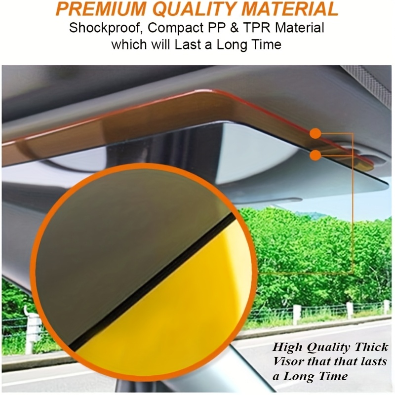 2 pack car sun visor with anti glare uv   in 1 day night windshield visor durable pp material roll   for   visibility   sun visor for car vehicle interior accessory sleek vehicle accessory flexible sun visor Product details 3