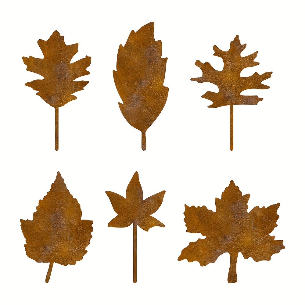 TEMU Rustic Craft 6pcs Natural Rusty Metal Stake Decorations, Rusty Garden Decor, Metal Rust Stakes, Perfect For Gardens, , , Flower Pots, And Courtyard Garden Decoration Gifts