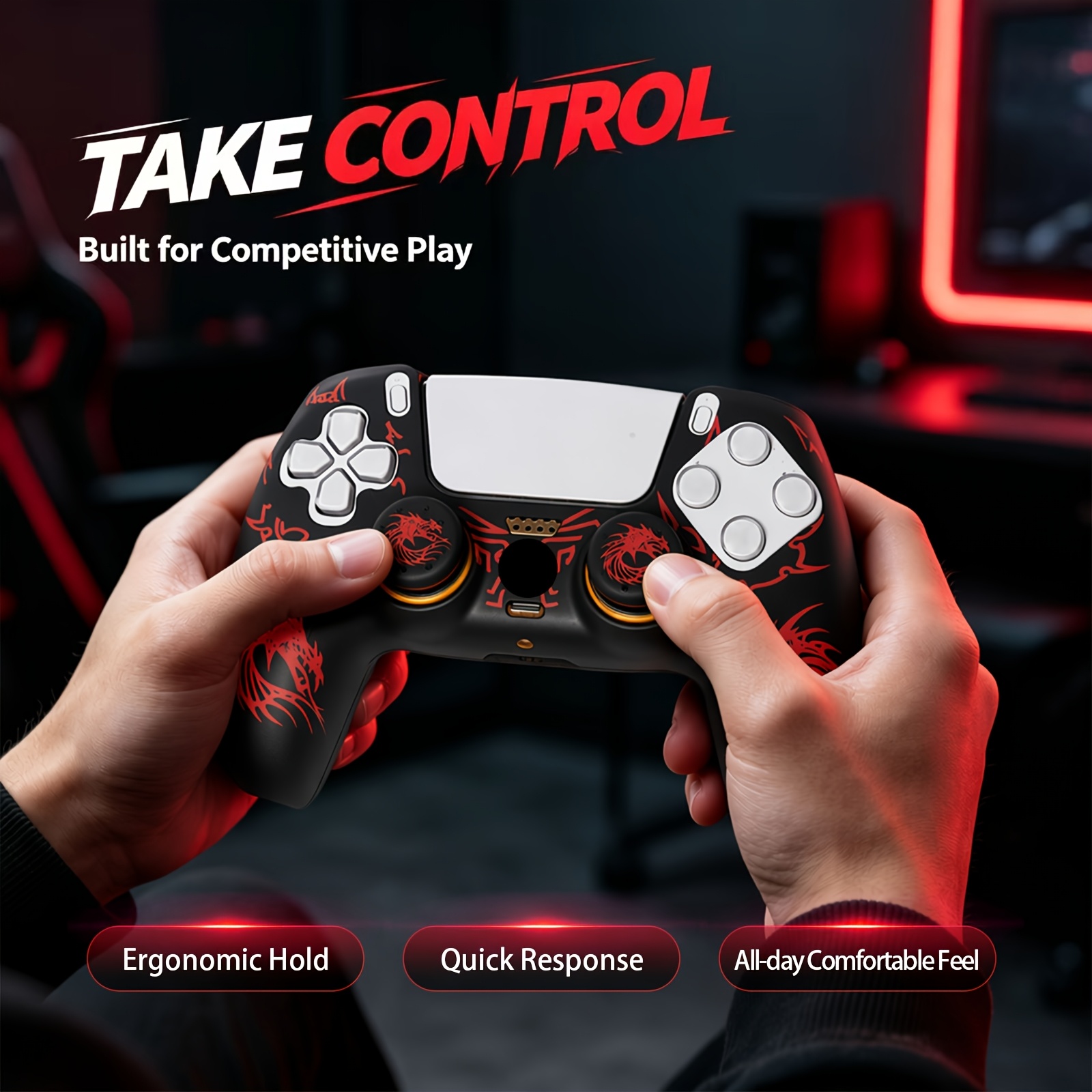 3pcs Dragon-Style Controller Protective Covers