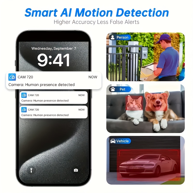 1pc JOOAN 1080P HD Smart PTZ Security Camera with Wireless WiFi, Night Vision, Motion Detection Alerts, Smart Tracking & Voice Control via App - Indoor Wall-Mounted Home Surveillance System, Remote Monitoring | Sleek Design | Highquality Video